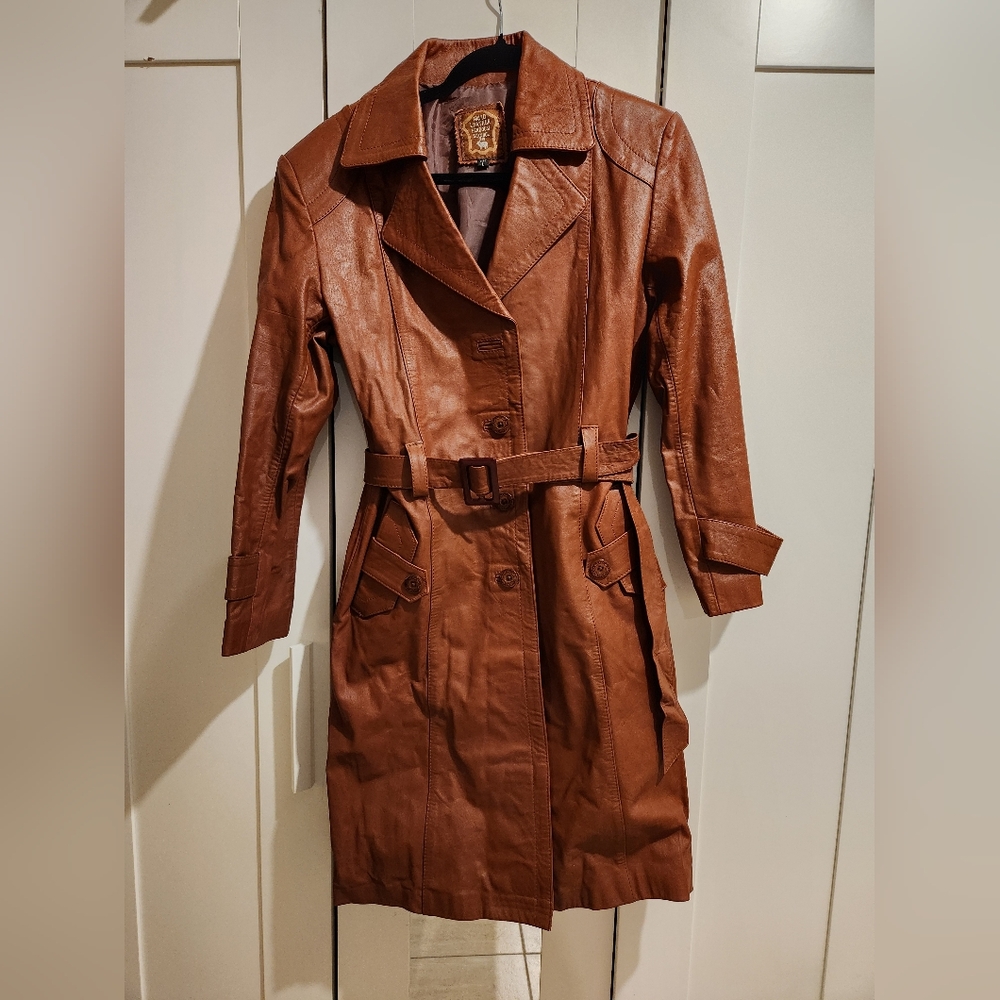 Vintage Leather Trench Coat